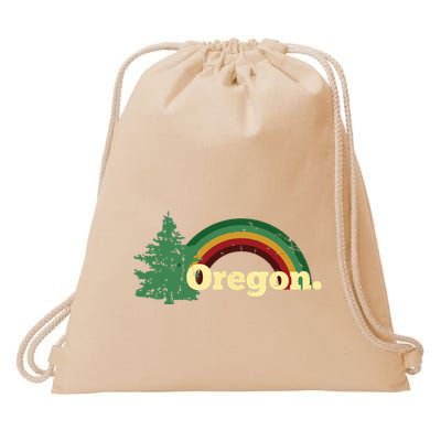 Retro Vintage Oregon Throwback Rainbow Distressed Gift Drawstring Bag