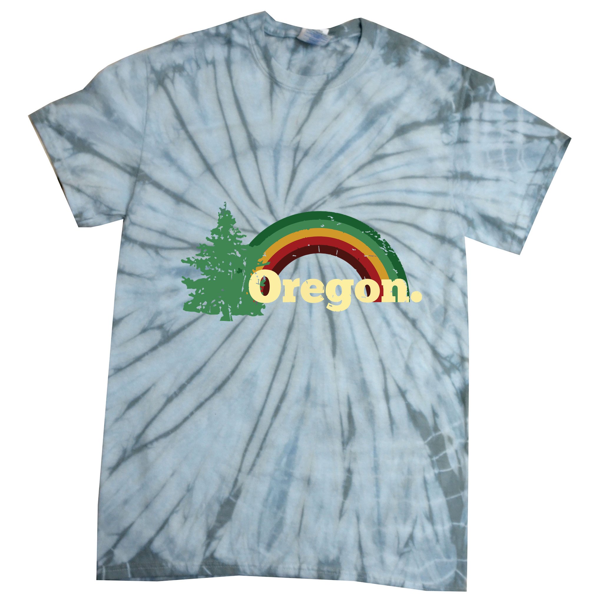 Retro Vintage Oregon Throwback Rainbow Distressed Gift Tie-Dye T-Shirt