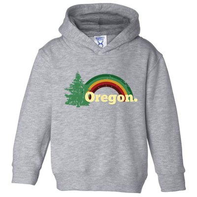 Retro Vintage Oregon Throwback Rainbow Distressed Gift Toddler Hoodie