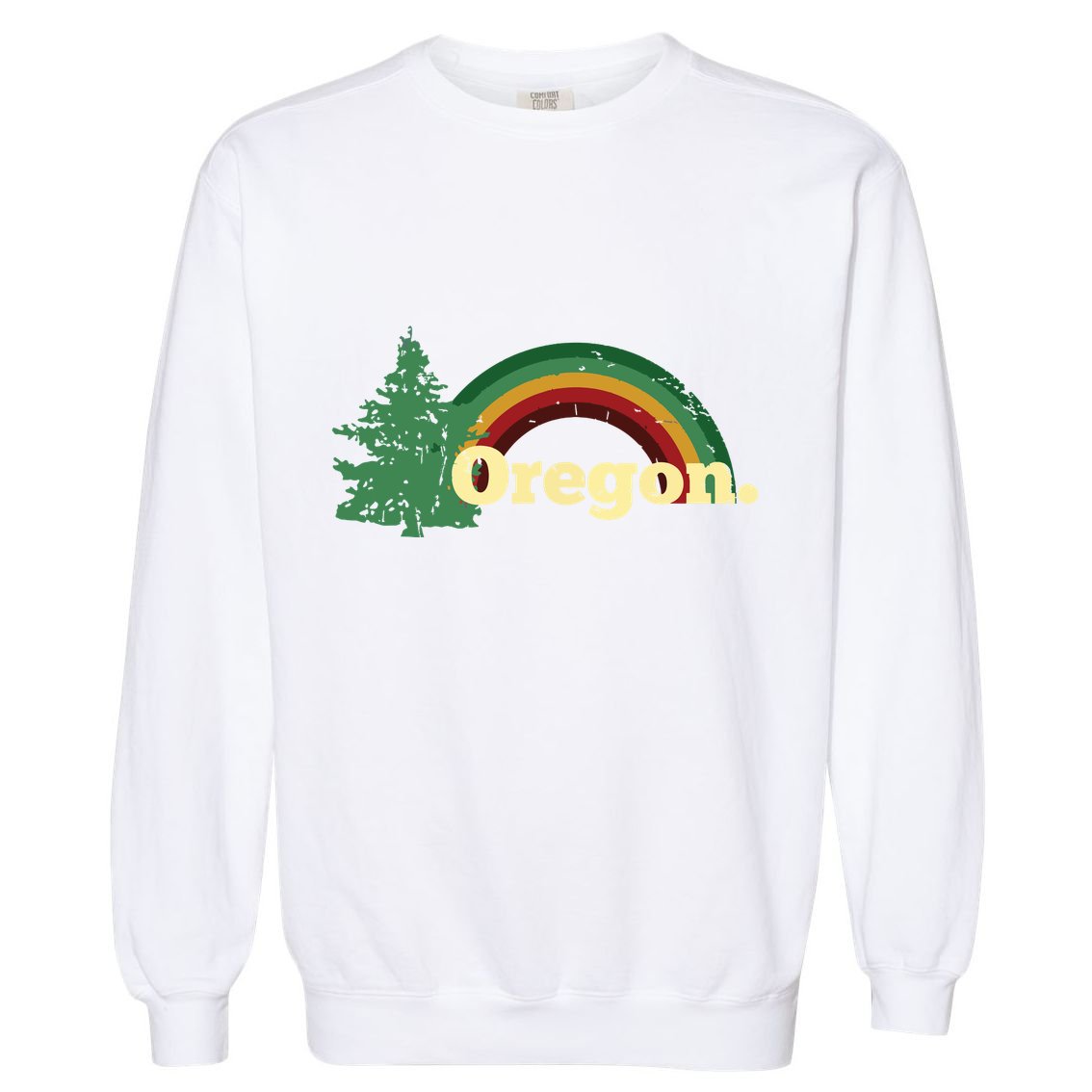 Retro Vintage Oregon Throwback Rainbow Distressed Gift Garment-Dyed Sweatshirt