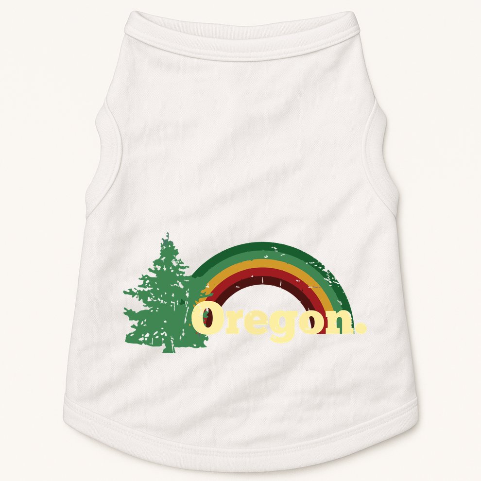 Retro Vintage Oregon Throwback Rainbow Distressed Gift Doggie Tank
