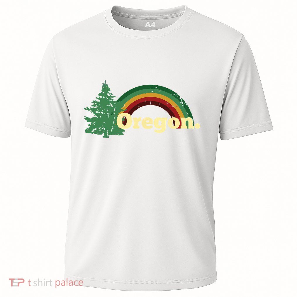 Retro Vintage Oregon Throwback Rainbow Distressed Gift Performance Shirt