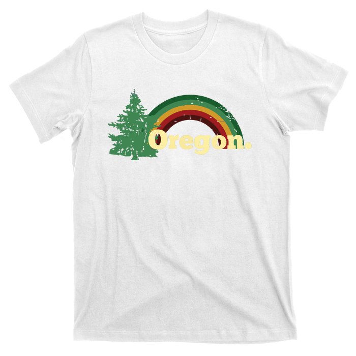 Retro Vintage Oregon Throwback Rainbow Distressed Gift T-Shirt