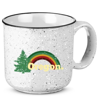 Retro Vintage Oregon Throwback Rainbow Distressed Gift 15oz Campfire Ceramic Mug