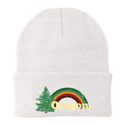 Retro Vintage Oregon Throwback Rainbow Distressed Gift Beanie