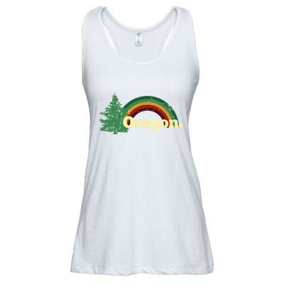 Retro Vintage Oregon Throwback Rainbow Distressed Gift Ladies Essential Flowy Tank