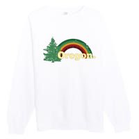 Retro Vintage Oregon Throwback Rainbow Distressed Gift Premium Crewneck Sweatshirt