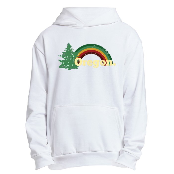 Retro Vintage Oregon Throwback Rainbow Distressed Gift Urban Pullover Hoodie