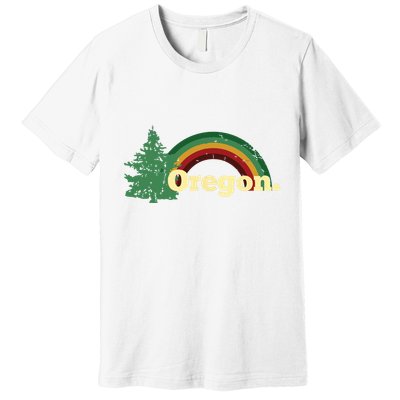Retro Vintage Oregon Throwback Rainbow Distressed Gift Premium T-Shirt