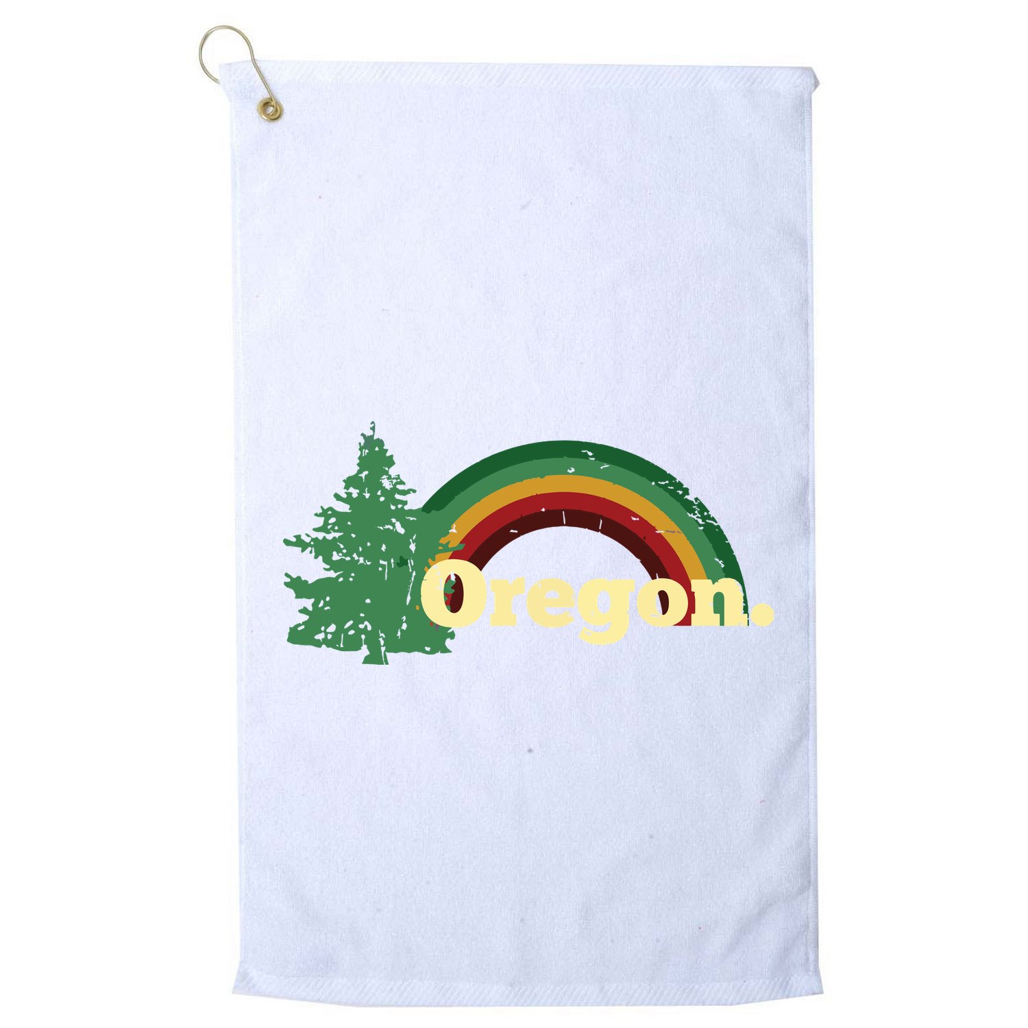 Retro Vintage Oregon Throwback Rainbow Distressed Gift Golf Towel