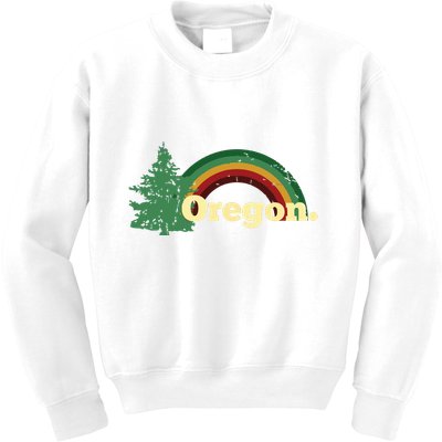 Retro Vintage Oregon Throwback Rainbow Distressed Gift Kids Sweatshirt