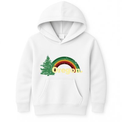 Retro Vintage Oregon Throwback Rainbow Distressed Gift Kids Hoodie