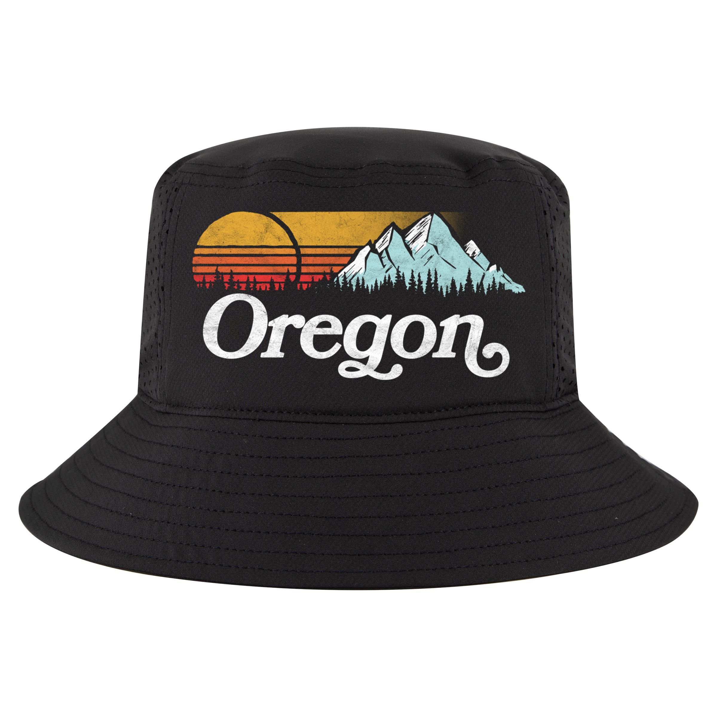 Retro Vibe Oregon Cool Gift Vintage Mountains And Sun Cool Gift Cool Comfort Performance Bucket Hat
