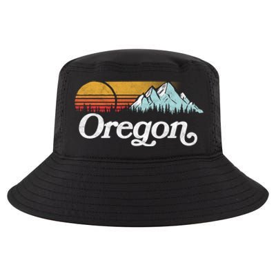 Retro Vibe Oregon Cool Gift Vintage Mountains And Sun Cool Gift Cool Comfort Performance Bucket Hat