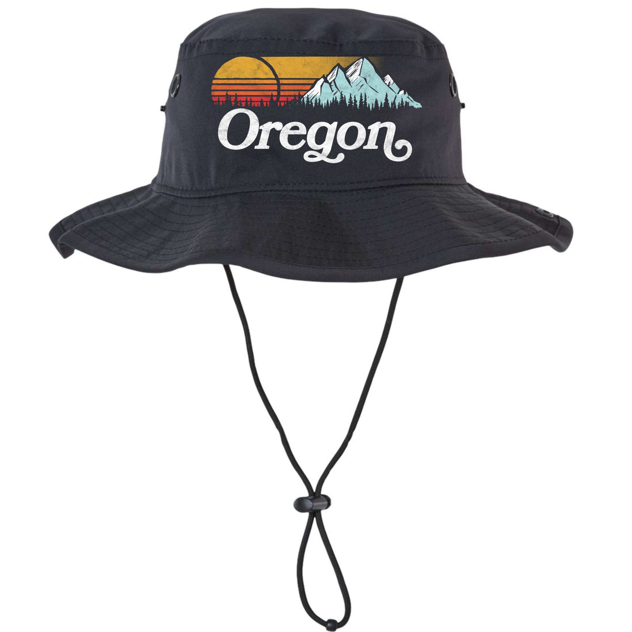 Retro Vibe Oregon Cool Gift Vintage Mountains And Sun Cool Gift Bucket Hat