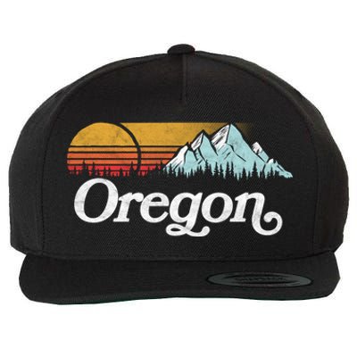 Retro Vibe Oregon Cool Gift Vintage Mountains And Sun Cool Gift Wool Snapback Cap