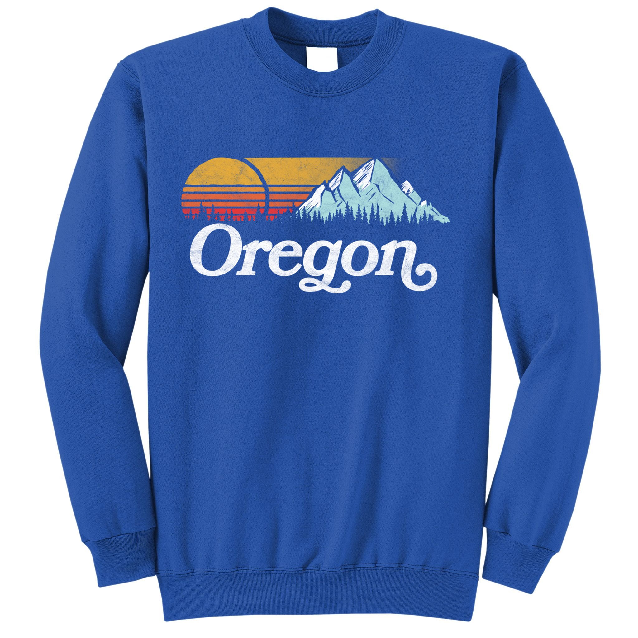 Retro Vibe Oregon Cool Gift Vintage Mountains And Sun Cool Gift Sweatshirt