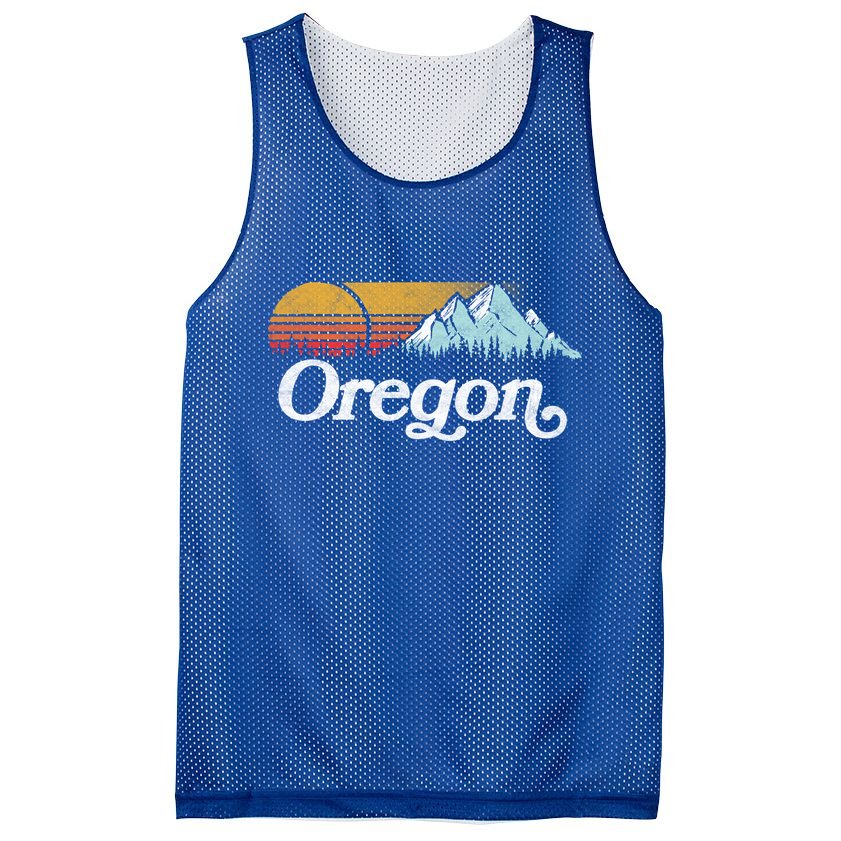 Retro Vibe Oregon Cool Gift Vintage Mountains And Sun Cool Gift Mesh Reversible Basketball Jersey Tank