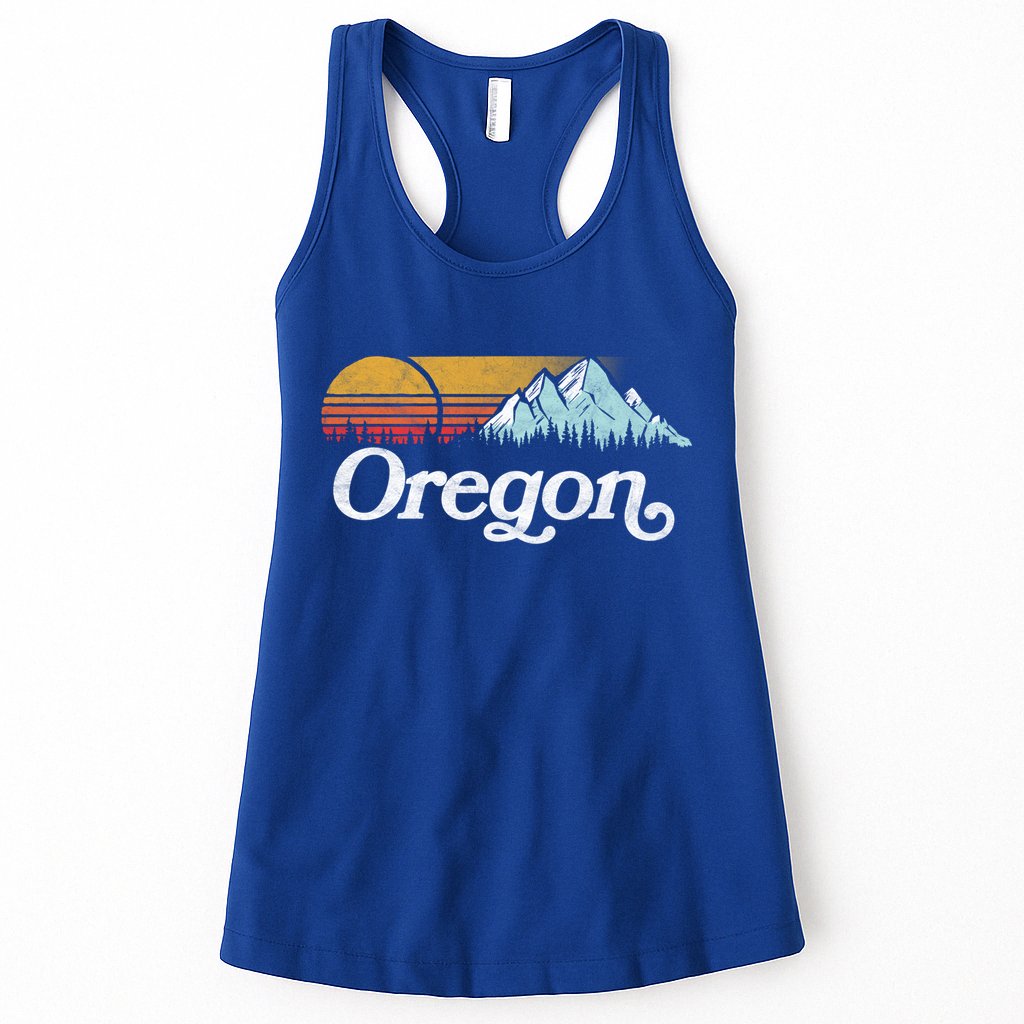 Retro Vibe Oregon Cool Gift Vintage Mountains And Sun Cool Gift Womens Tank Top