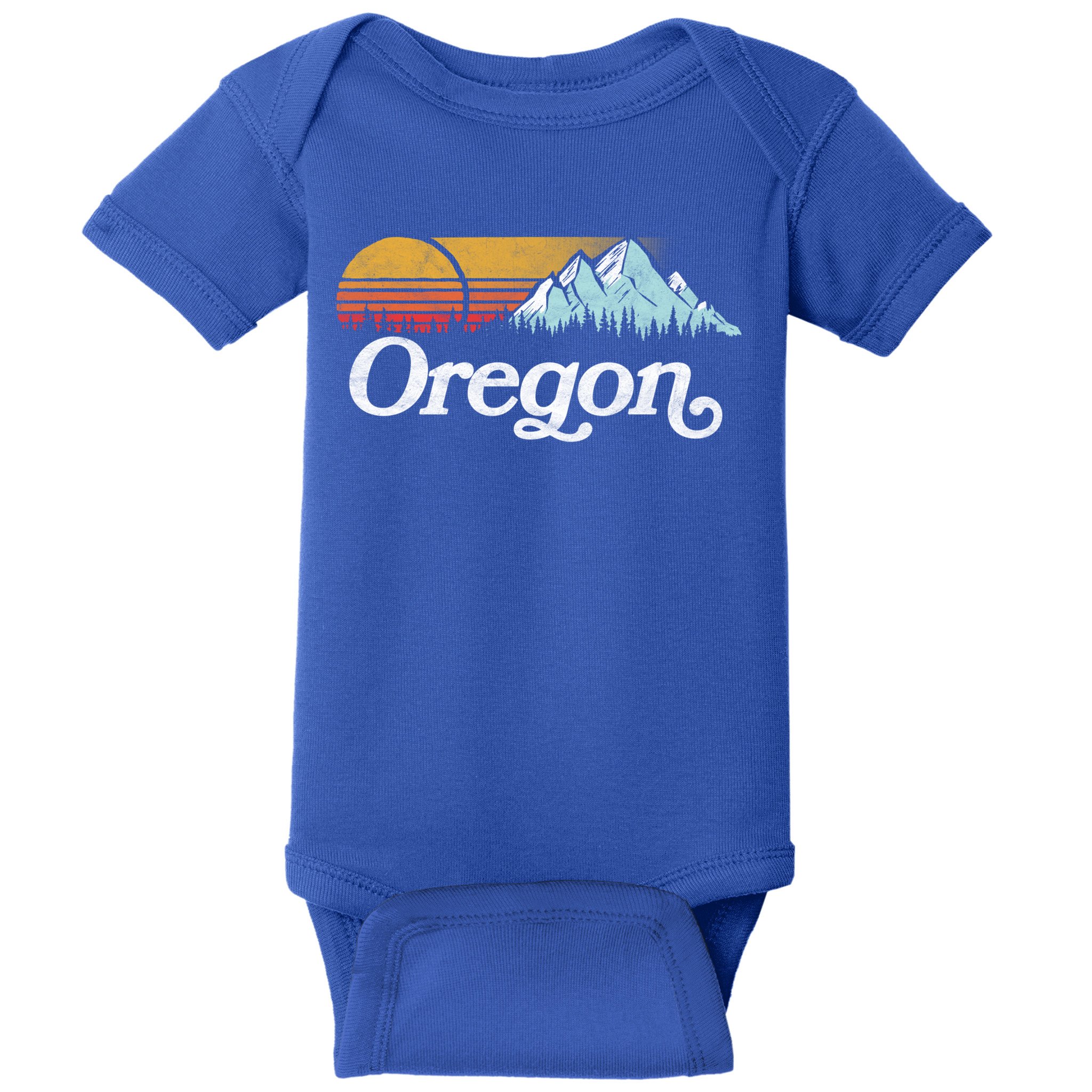 Retro Vibe Oregon Cool Gift Vintage Mountains And Sun Cool Gift Baby Bodysuit