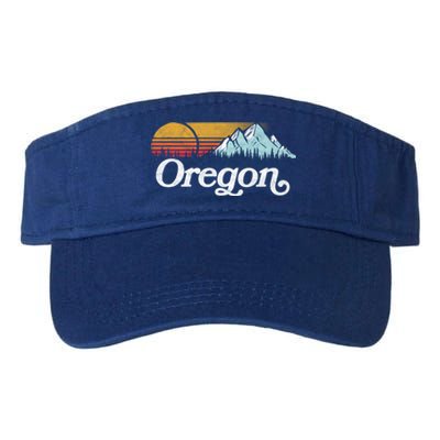 Retro Vibe Oregon Cool Gift Vintage Mountains And Sun Cool Gift Valucap Bio-Washed Visor