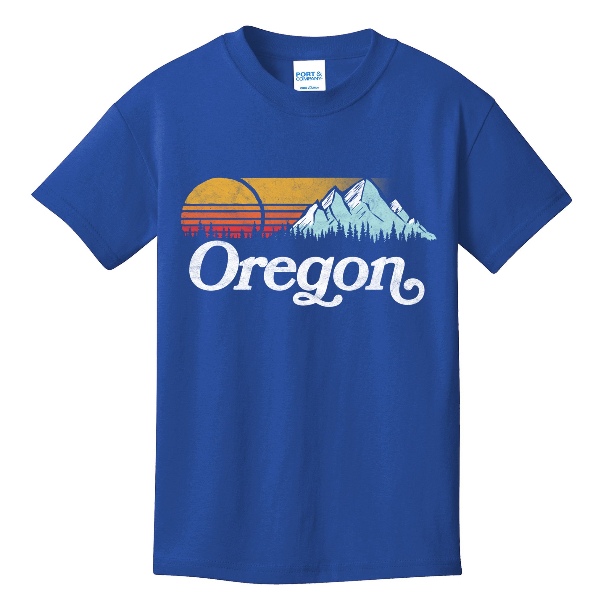 Retro Vibe Oregon Cool Gift Vintage Mountains And Sun Cool Gift Kids T-Shirt