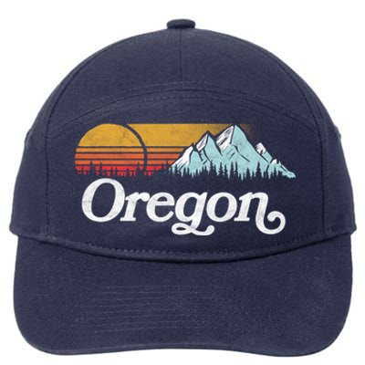 Retro Vibe Oregon Cool Gift Vintage Mountains And Sun Cool Gift 7-Panel Snapback Hat