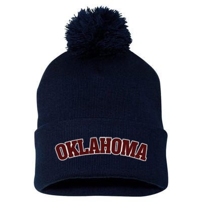 Retro Vintage Oklahoma Souvenir Gift Of Oklahoma Pom Pom 12in Knit Beanie