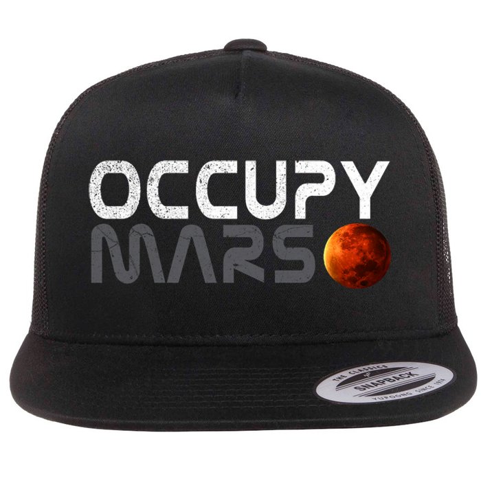 Retro Vintage Occupy Mars Space Explorer Flat Bill Trucker Hat