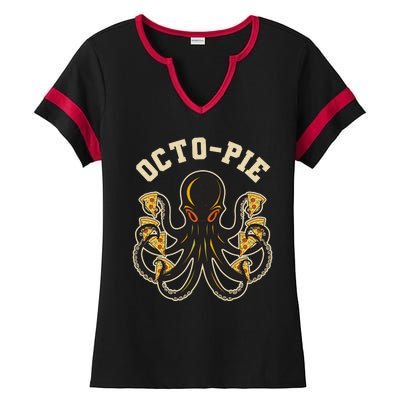 Retro Vintage Octo Pie Octopus Pizza Slices Ladies Halftime Notch Neck Tee