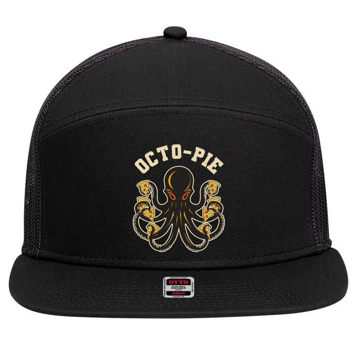 Retro Vintage Octo Pie Octopus Pizza Slices 7 Panel Mesh Trucker Snapback Hat