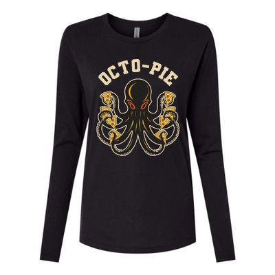 Retro Vintage Octo Pie Octopus Pizza Slices Womens Cotton Relaxed Long Sleeve T-Shirt