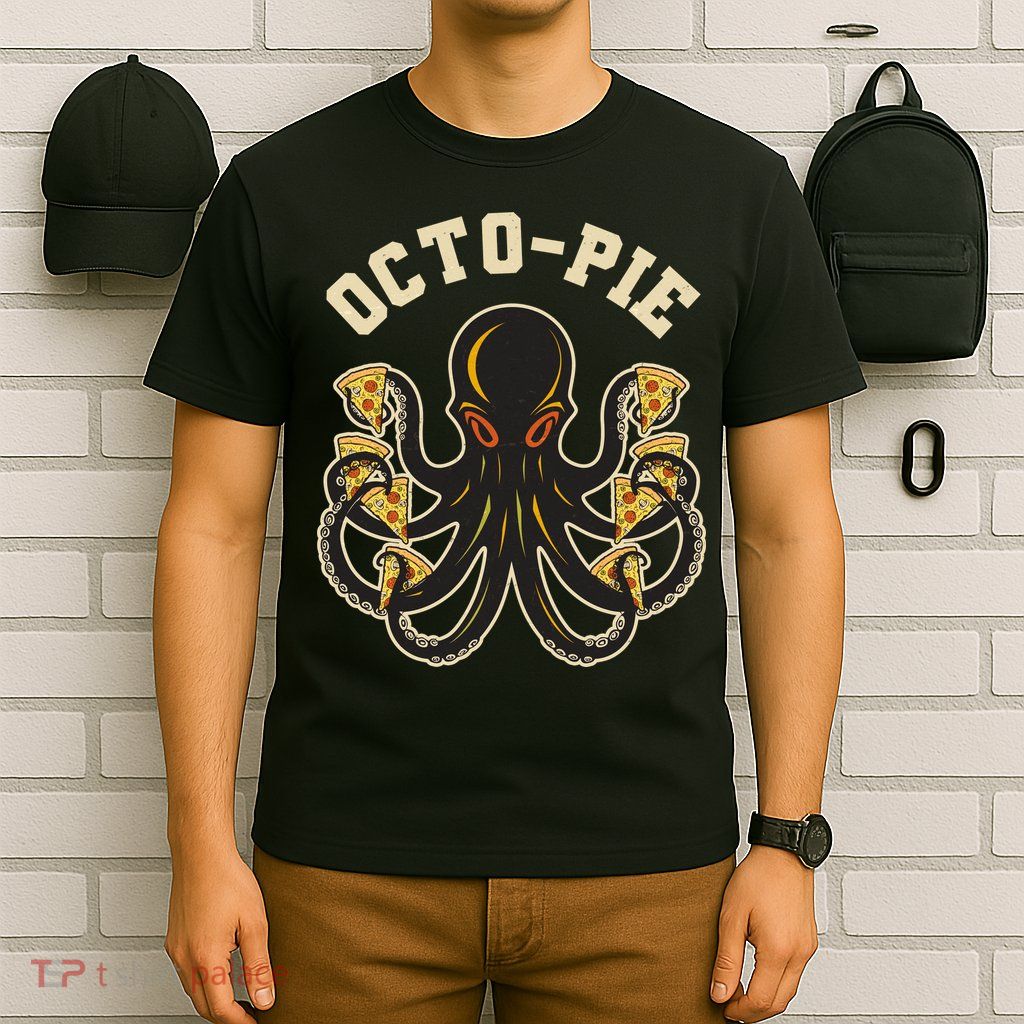 Retro Vintage Octo Pie Octopus Pizza Slices T-Shirt