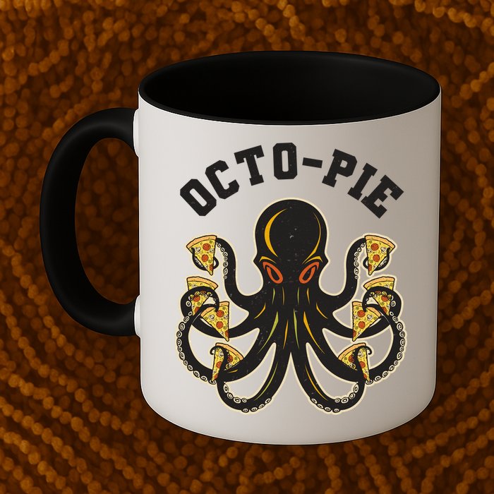 Retro Vintage Octo Pie Octopus Pizza Slices Mug