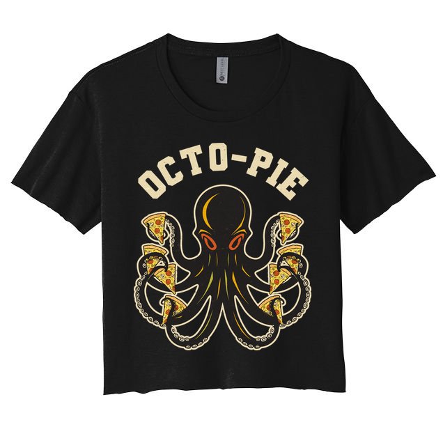 Retro Vintage Octo Pie Octopus Pizza Slices Crop Top