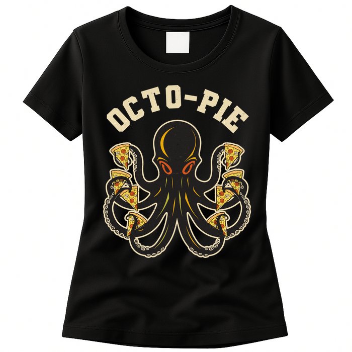 Retro Vintage Octo Pie Octopus Pizza Slices Womens T-Shirt