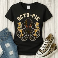 Retro Vintage Octo Pie Octopus Pizza Slices Womens T-Shirt