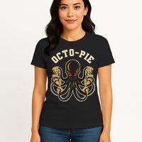 Retro Vintage Octo Pie Octopus Pizza Slices Womens T-Shirt