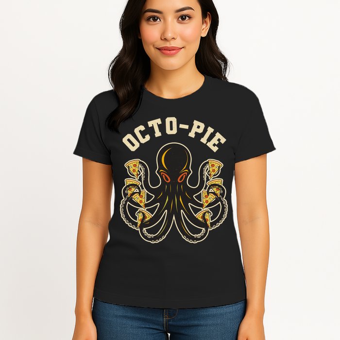 Retro Vintage Octo Pie Octopus Pizza Slices Womens T-Shirt