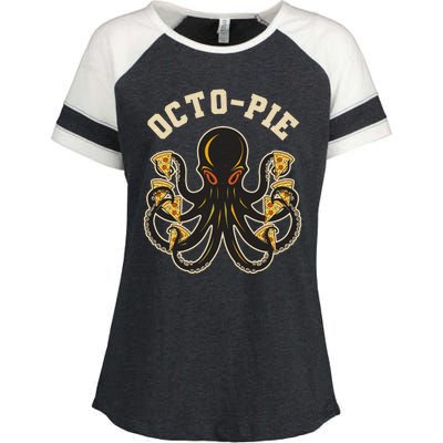 Retro Vintage Octo Pie Octopus Pizza Slices Enza Ladies Jersey Colorblock Tee