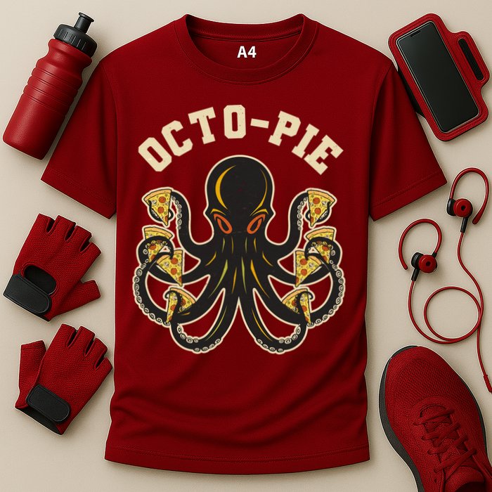 Retro Vintage Octo Pie Octopus Pizza Slices Performance Shirt