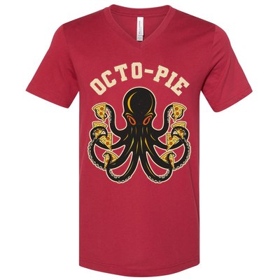 Retro Vintage Octo Pie Octopus Pizza Slices V-Neck T-Shirt