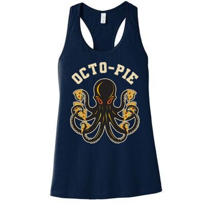 Retro Vintage Octo Pie Octopus Pizza Slices Women's Racerback Tank