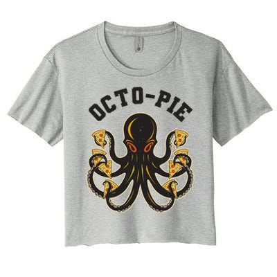 Retro Vintage Octo Pie Octopus Pizza Slices Women's Crop Top Tee