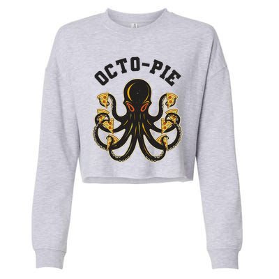 Retro Vintage Octo Pie Octopus Pizza Slices Cropped Pullover Crew