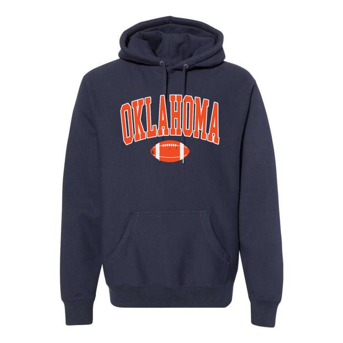 Retro Vintage Oklahoma Football Distressed Gifts Premium Hoodie