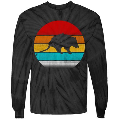 Retro Vintage Opossum Tie-Dye Long Sleeve Shirt