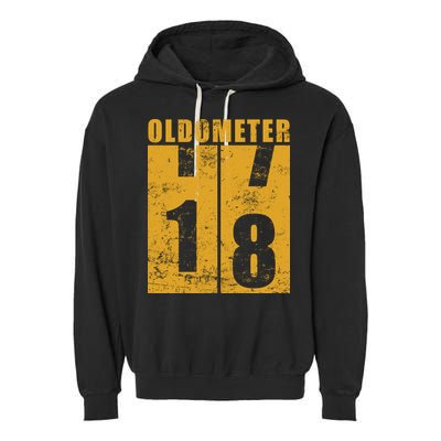 Retro Vintage Oldometer 18 Years Old Garment-Dyed Fleece Hoodie
