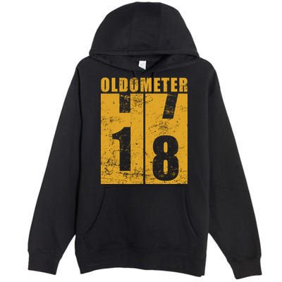 Retro Vintage Oldometer 18 Years Old Premium Pullover Hoodie