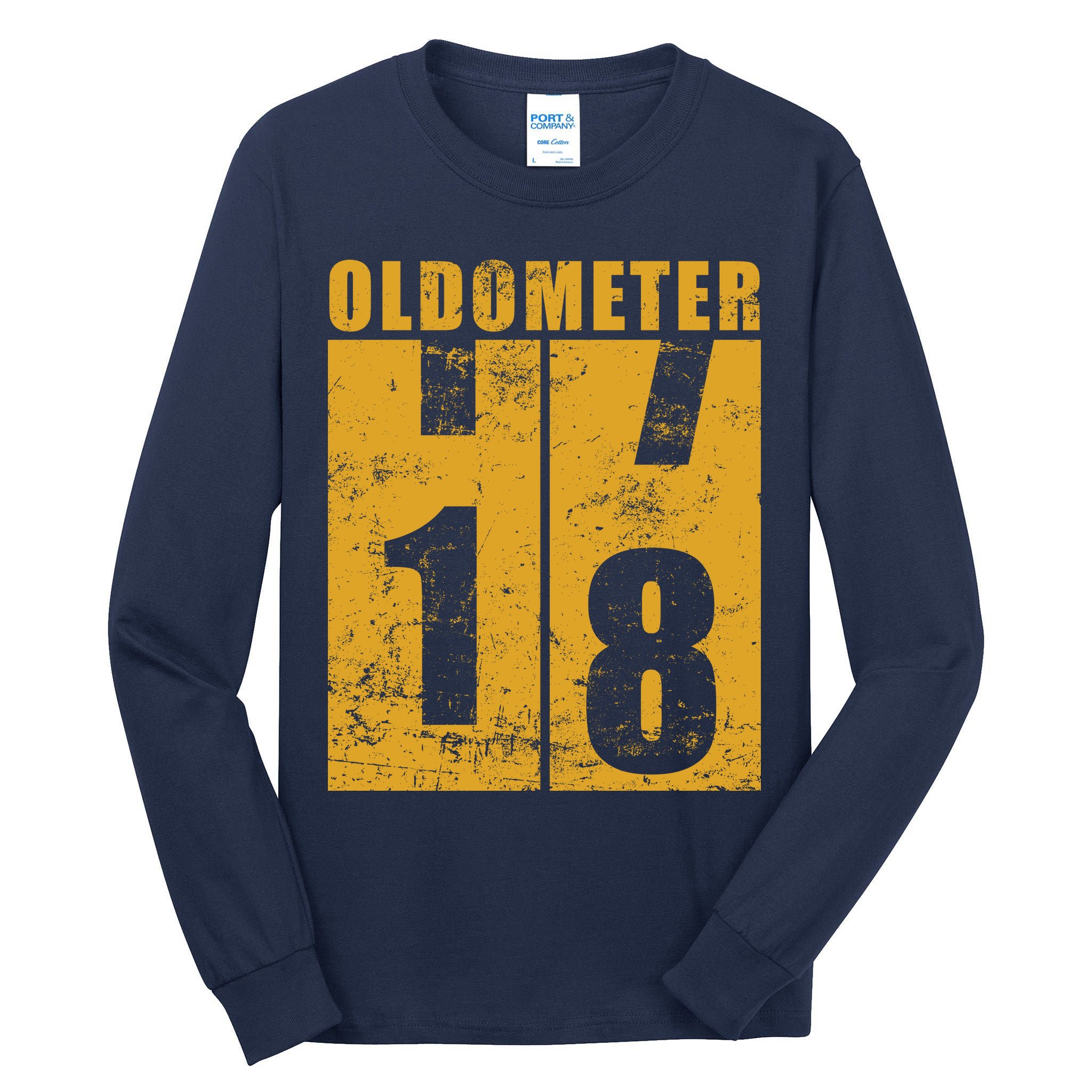 Retro Vintage Oldometer 18 Years Old Tall Long Sleeve T-Shirt